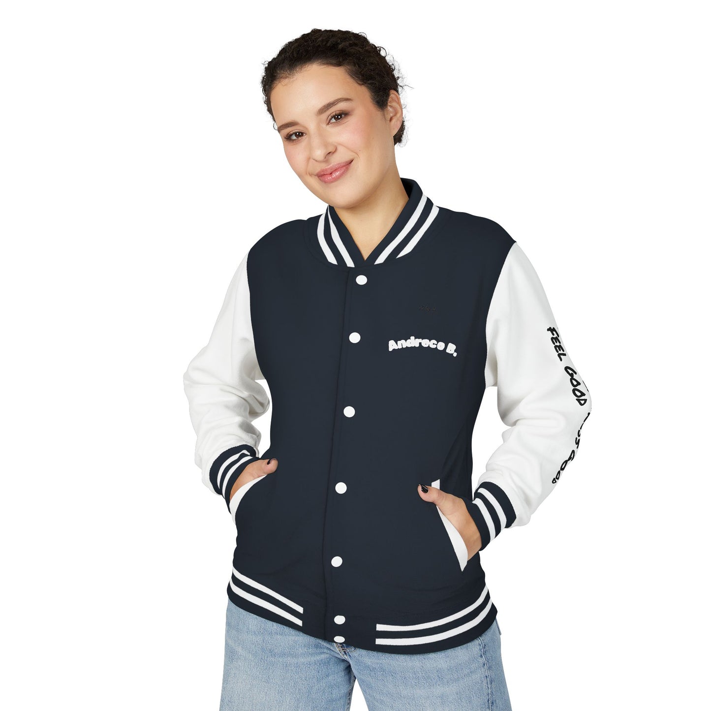 Andreco B. Letterman Jacket — 'Fast Class' Black & White Varsity Bomber