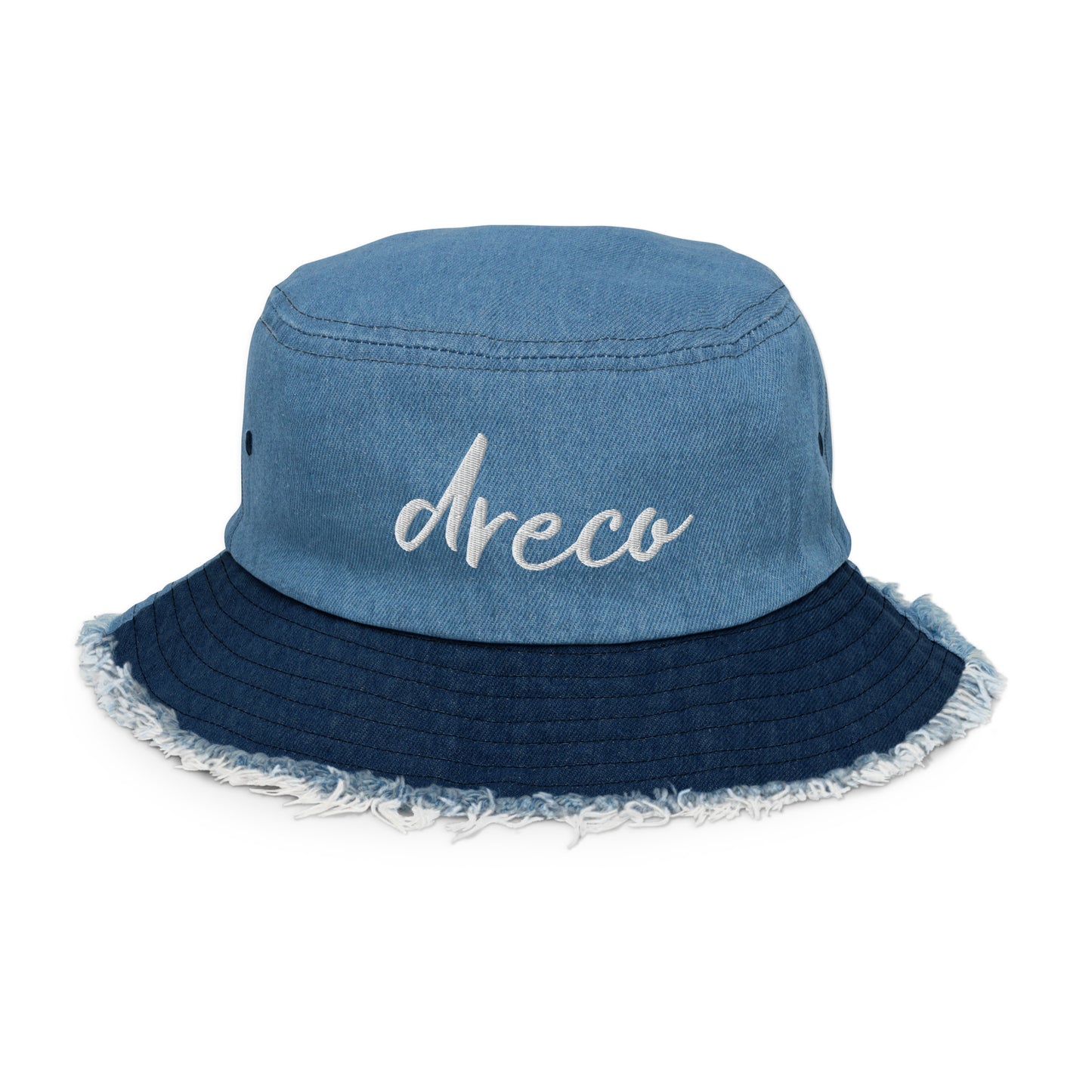 Andreco B. Distressed denim bucket hat