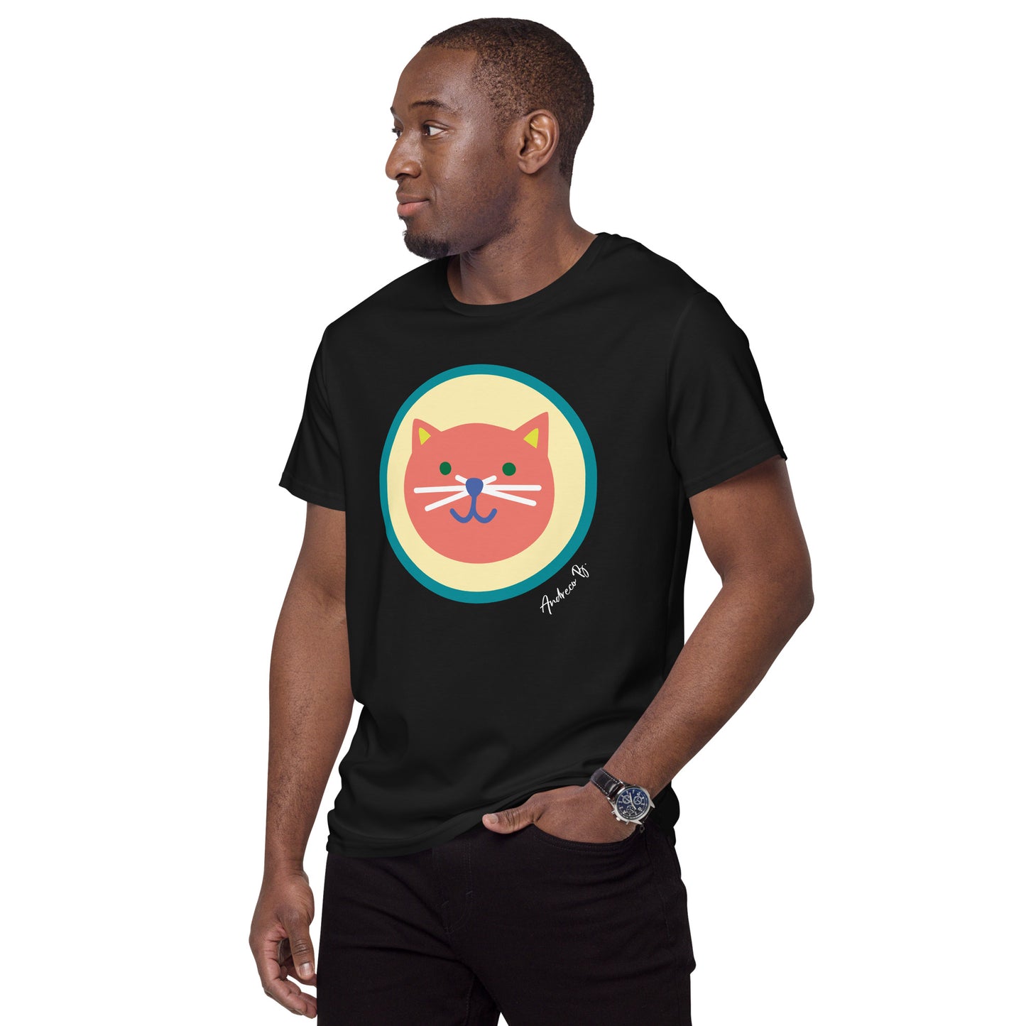 Andreco B. “HAPPY CAT” Men's premium cotton t-shirt