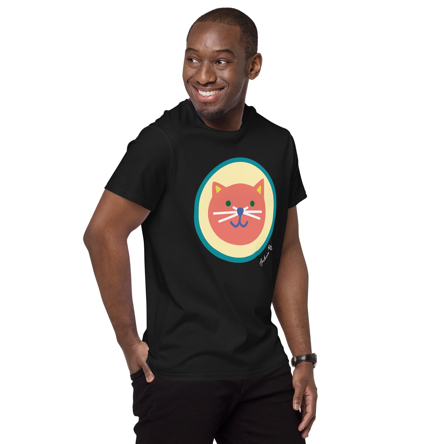 Andreco B. “HAPPY CAT” Men's premium cotton t-shirt