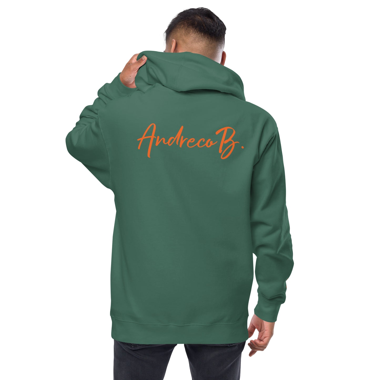 Andreco B. (Orange lettered 2) fleece zip up hoodie