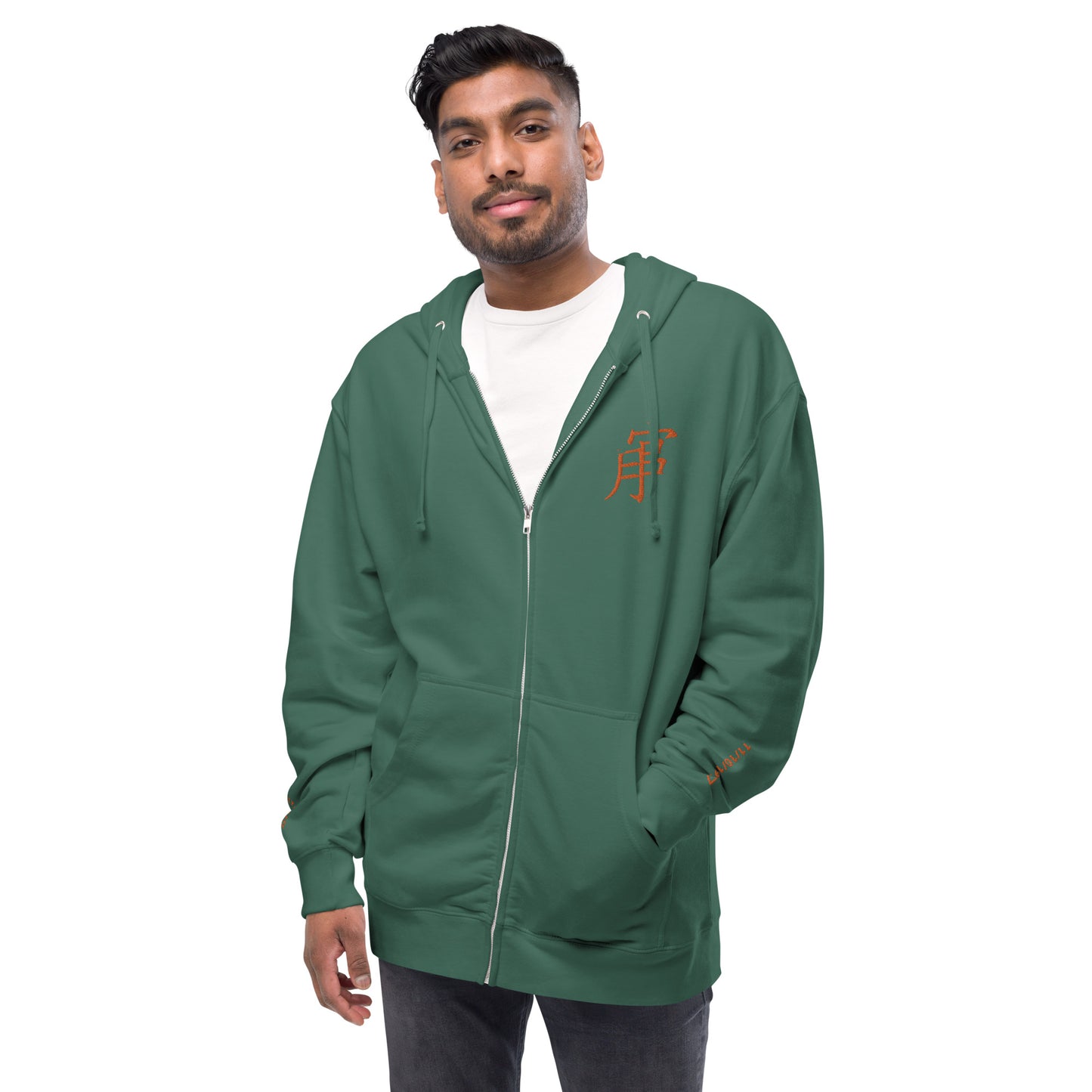 Andreco B. (Orange lettered 2) fleece zip up hoodie