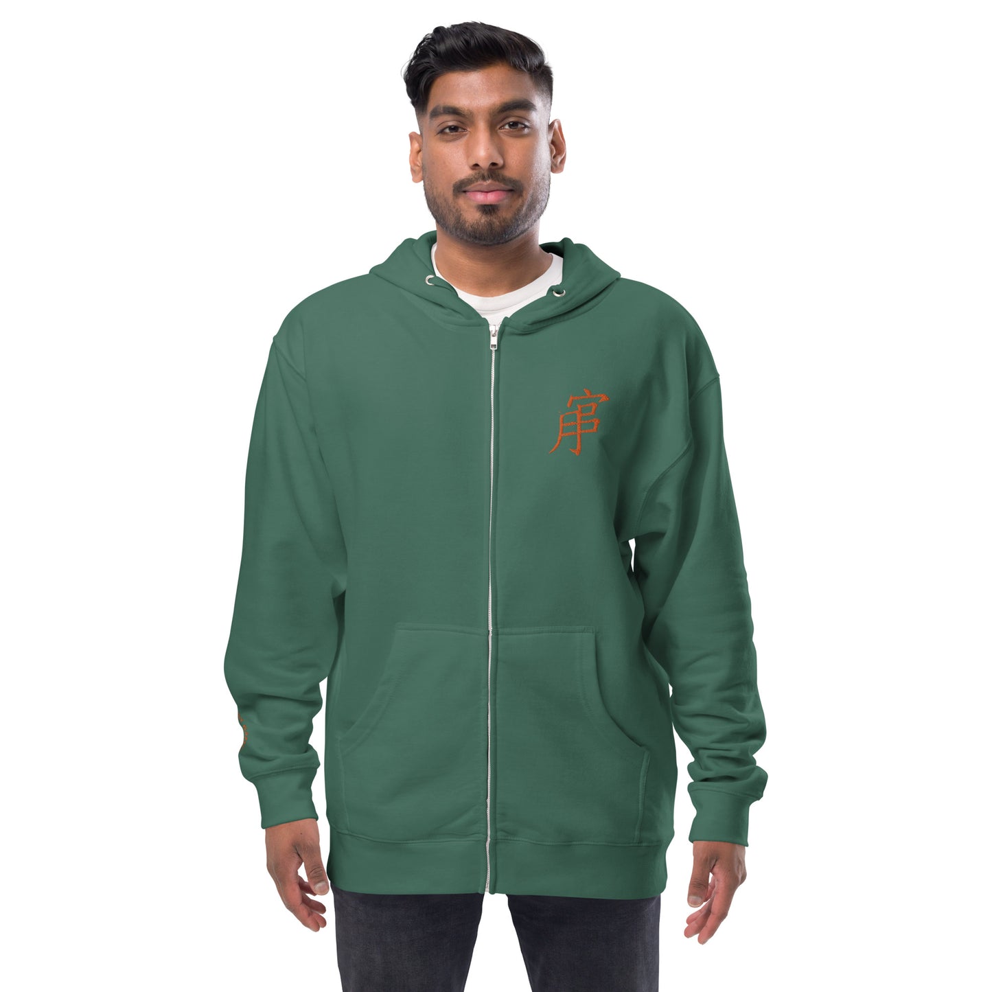 Andreco B. (Orange lettered 2) fleece zip up hoodie