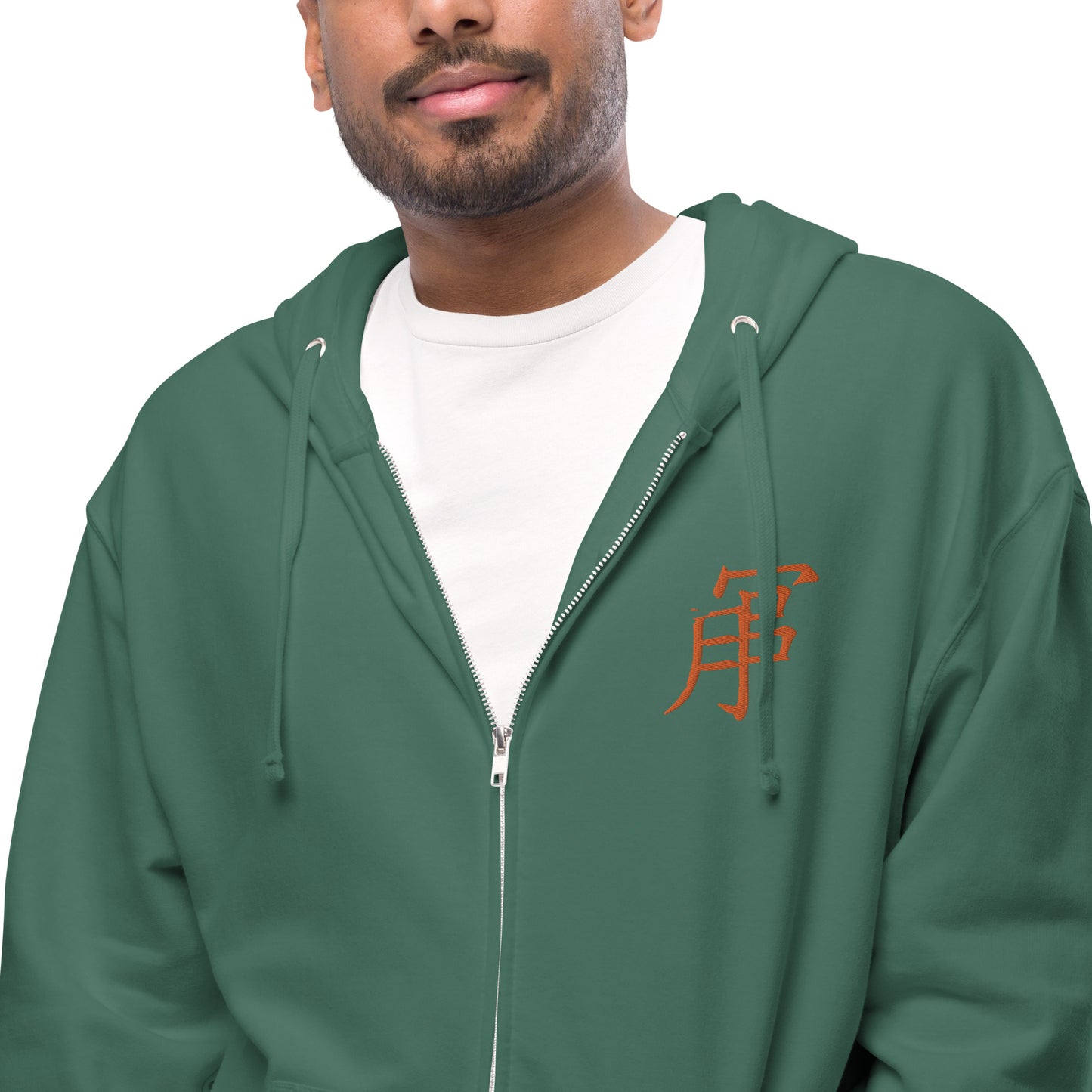 Andreco B. (Orange lettered 2) fleece zip up hoodie