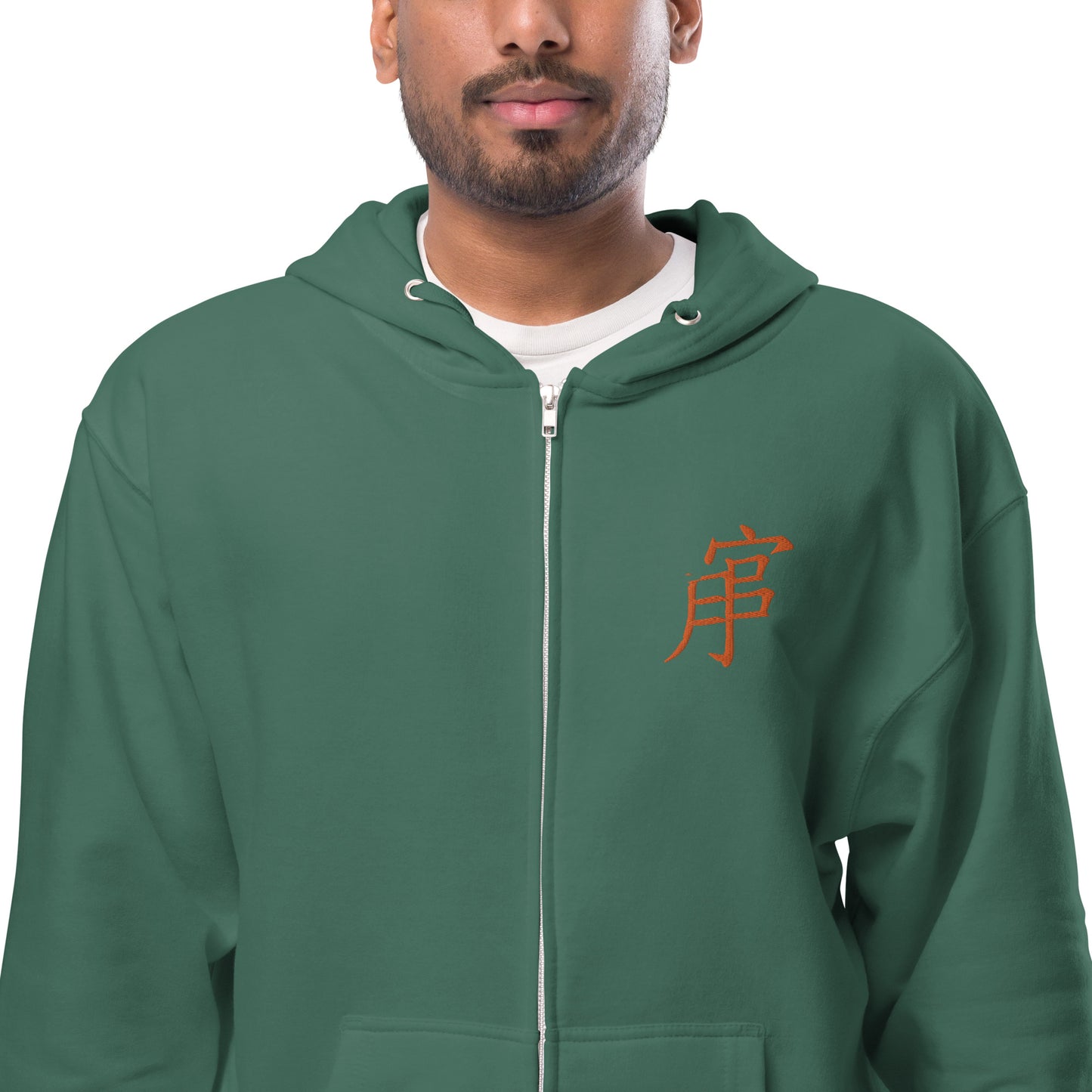 Andreco B. (Orange lettered 2) fleece zip up hoodie