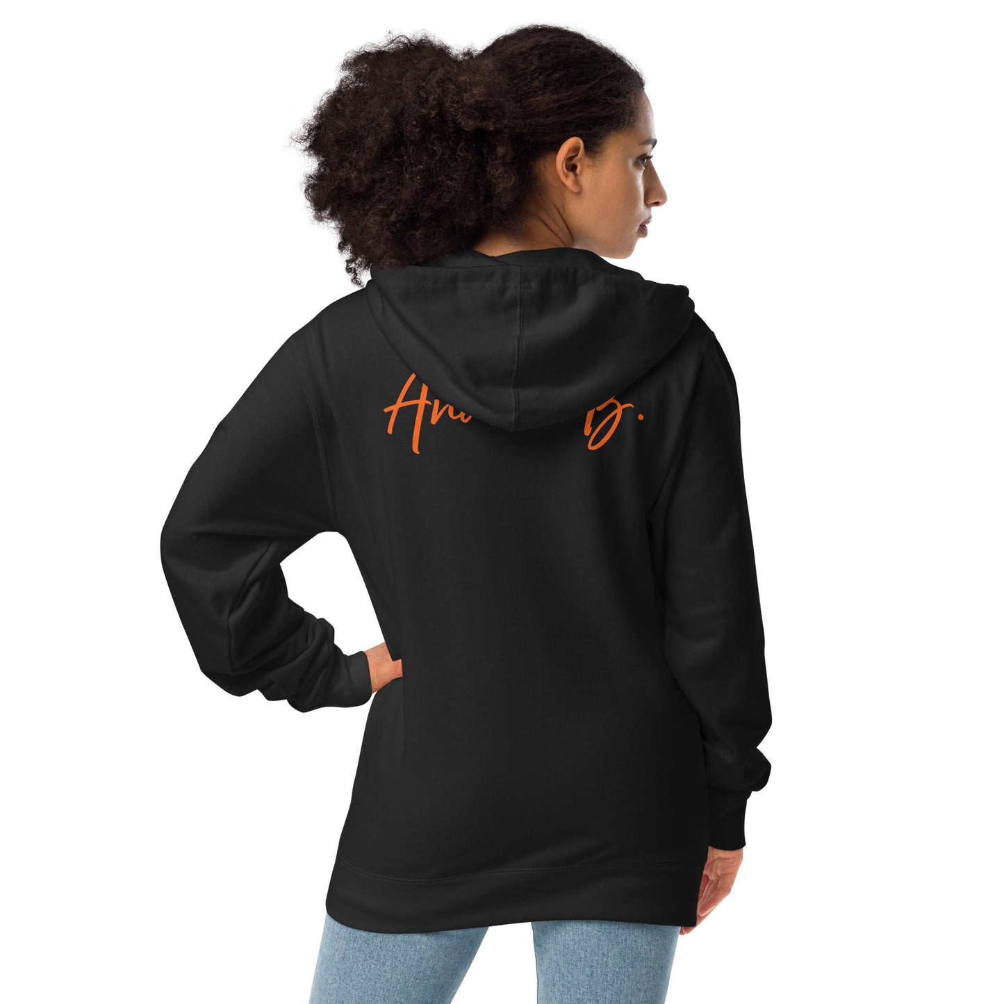 Andreco B. (Orange lettered) fleece zip up hoodie