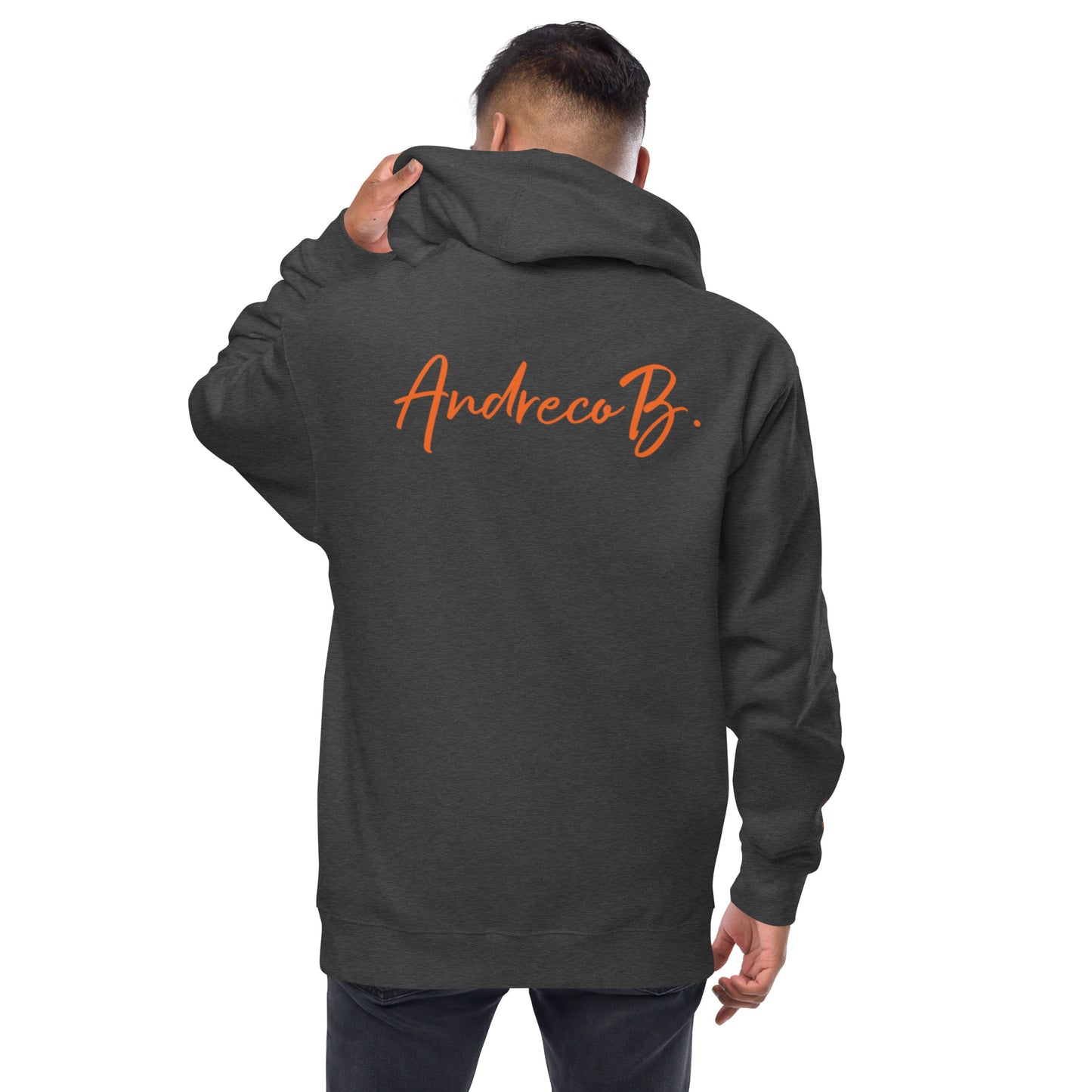 Andreco B. (Orange lettered 2) fleece zip up hoodie