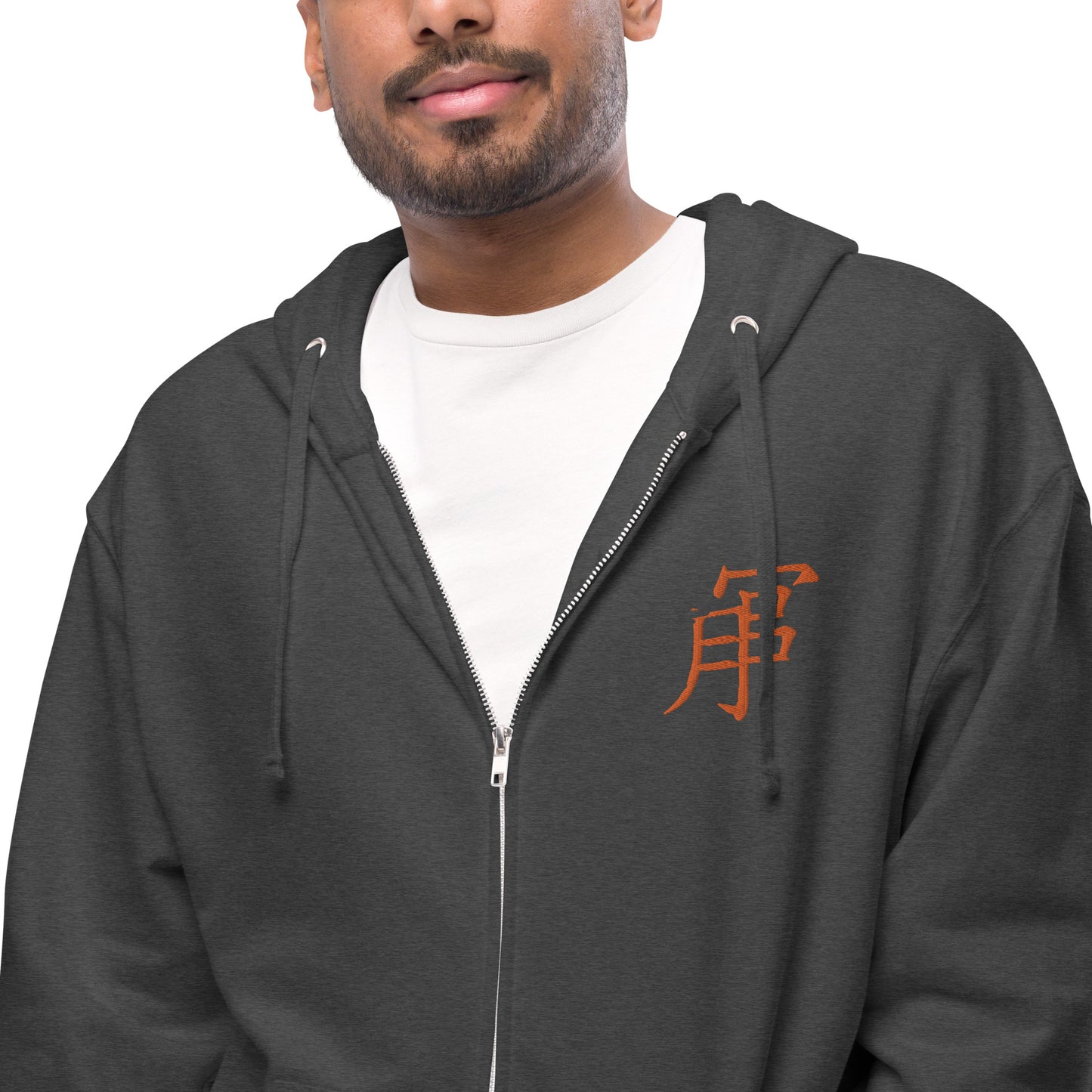 Andreco B. (Orange lettered 2) fleece zip up hoodie