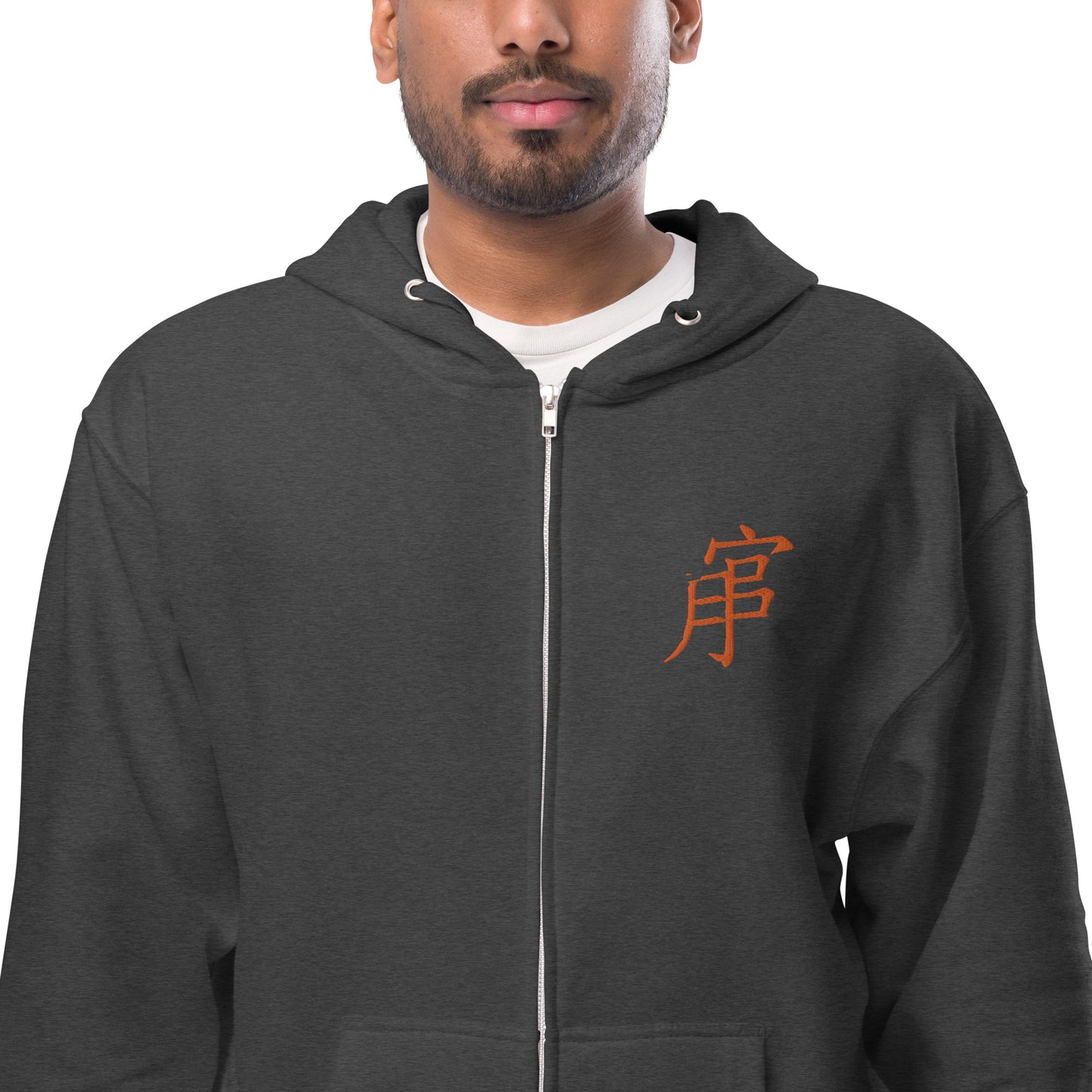 Andreco B. (Orange lettered 2) fleece zip up hoodie