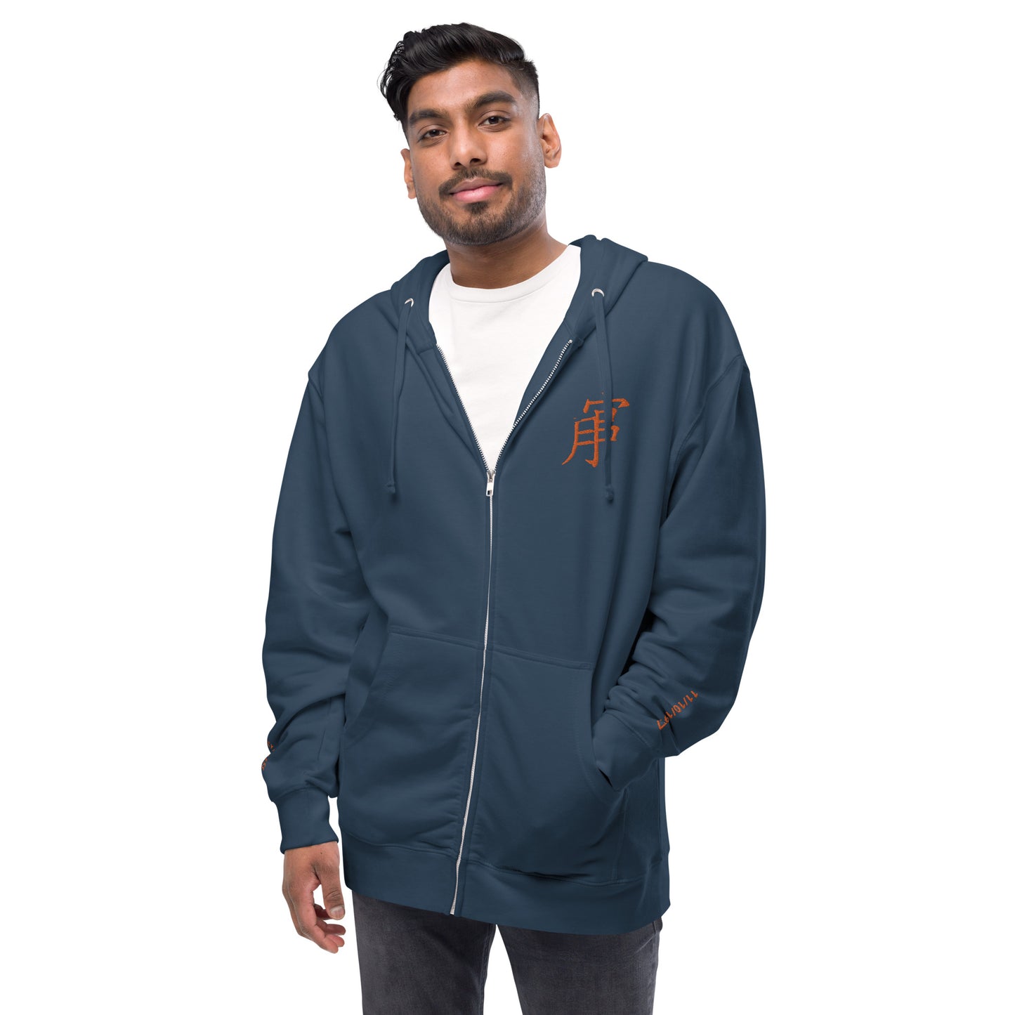 Andreco B. (Orange lettered 2) fleece zip up hoodie