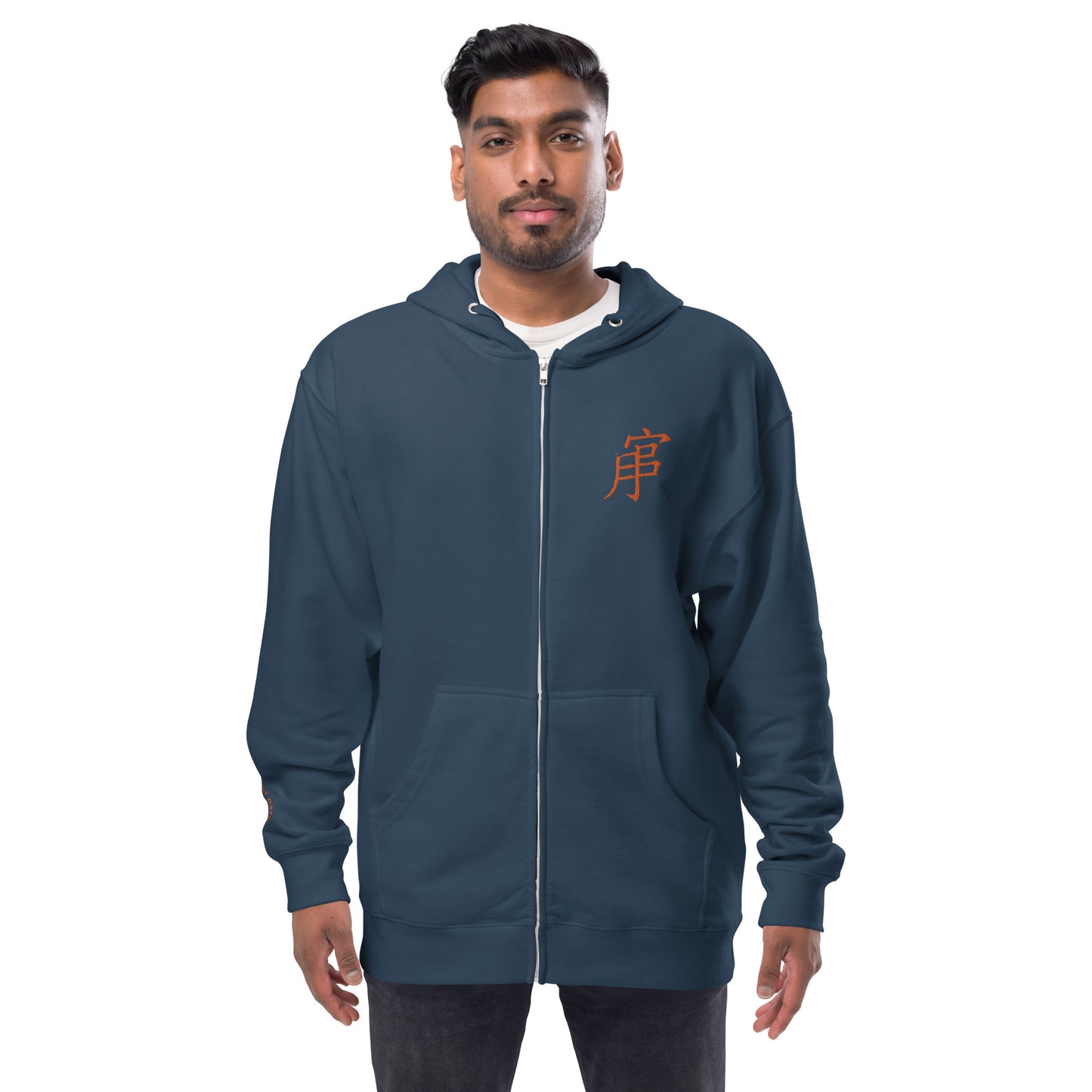 Andreco B. (Orange lettered 2) fleece zip up hoodie